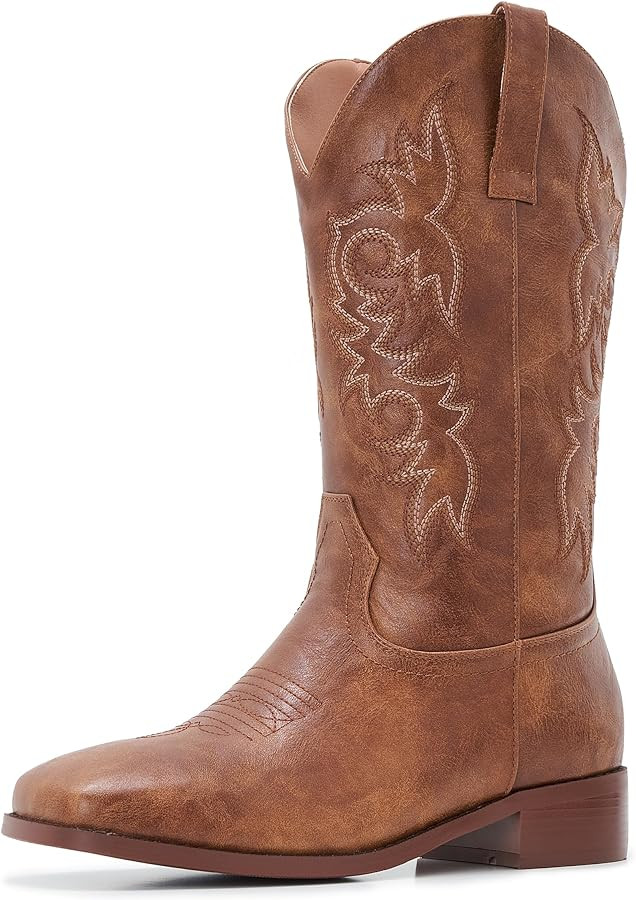 Square Toe Cowboy Boots For Women Western Mid-calf Embroidered Chunky Heel Boots Vaqueras Para Mu... | Amazon (US)