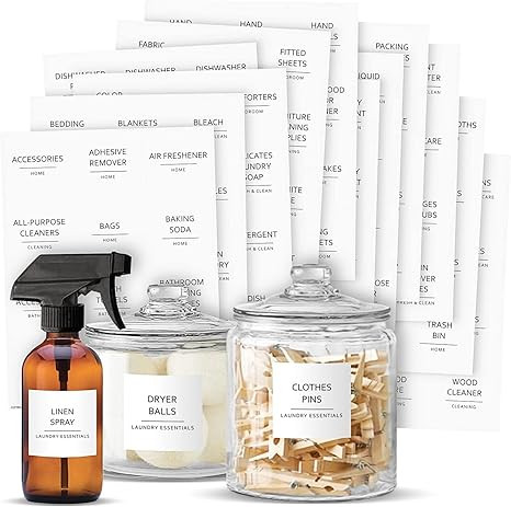 Talented Kitchen 144 Minimalist Laundry Room Labels, Organization Stickers for Glass Jars, Contai... | Amazon (US)