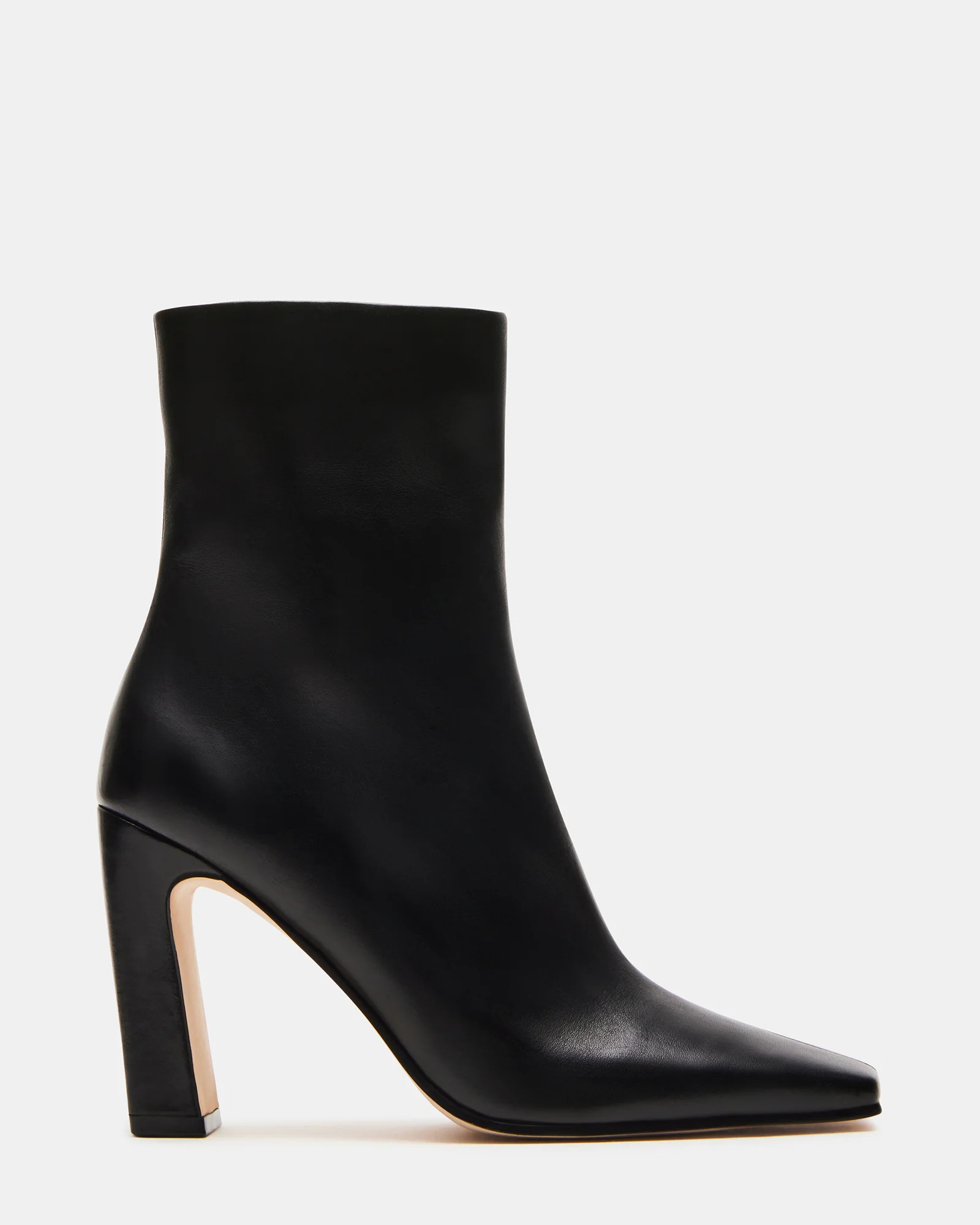LIZABELLE Black Leather Square Toe Ankle Boot | Women's Booties | Steve Madden (US)