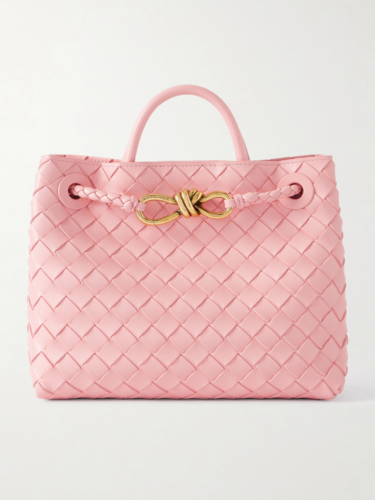 Bottega Veneta - Andiamo Small Intrecciato Leather Tote - Pink | NET-A-PORTER (US)