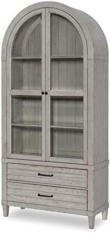 MAKLAINE Display Cabinet with Glass Shelves in Weathered Plank Finish Wood | Amazon (US)