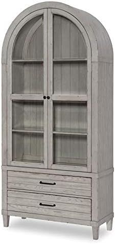 MAKLAINE Display Cabinet with Glass Shelves in Weathered Plank Finish Wood | Amazon (US)