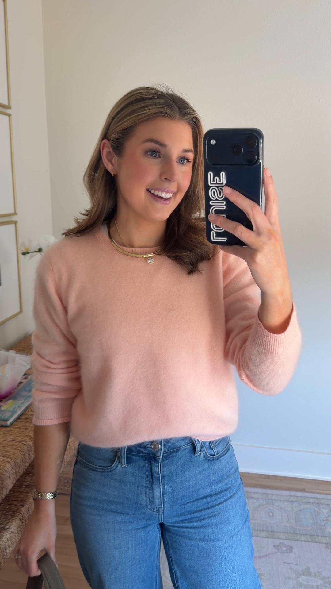 OOTD today! Wearing a S/M in sweater and 26 in jeans 