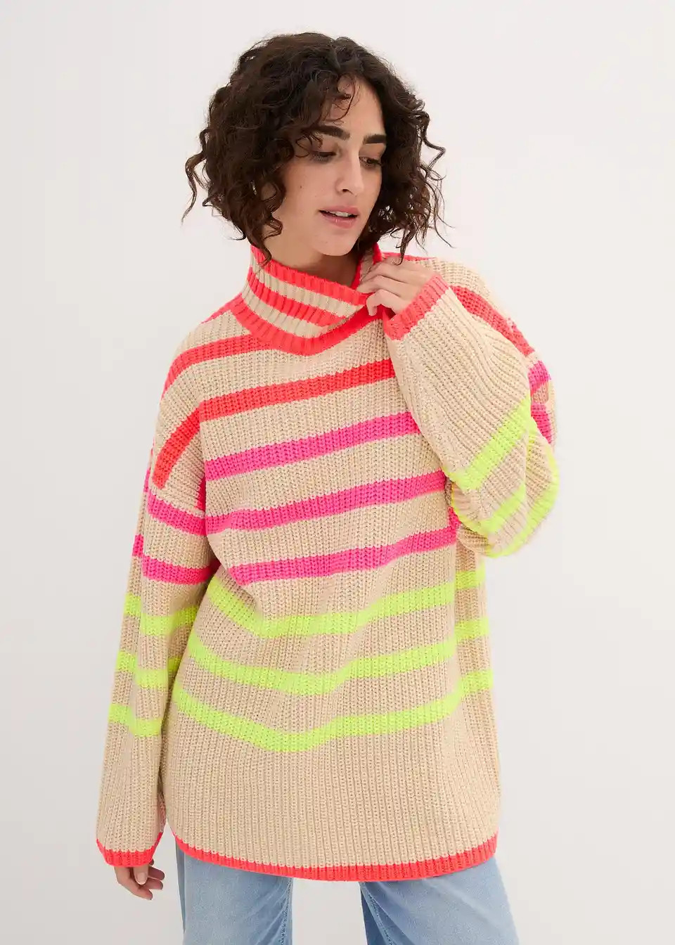 Oversize-Pullover mit Neonstreifen | Bonprix DE
