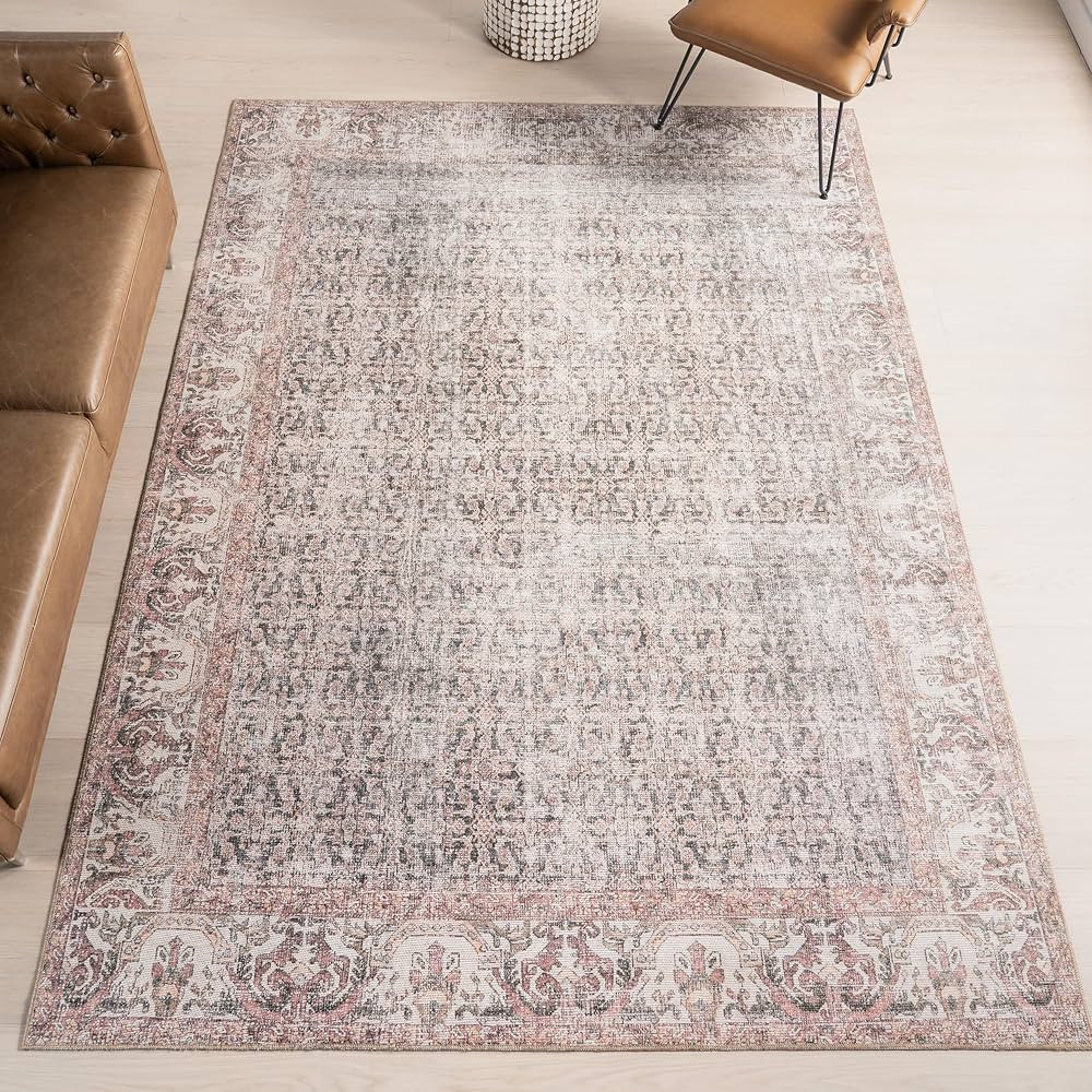 nuLOOM Hillstone Collection 8x10 Area Rug, Traditional Vintage Distressed Medallion, Thick and So... | Amazon (US)