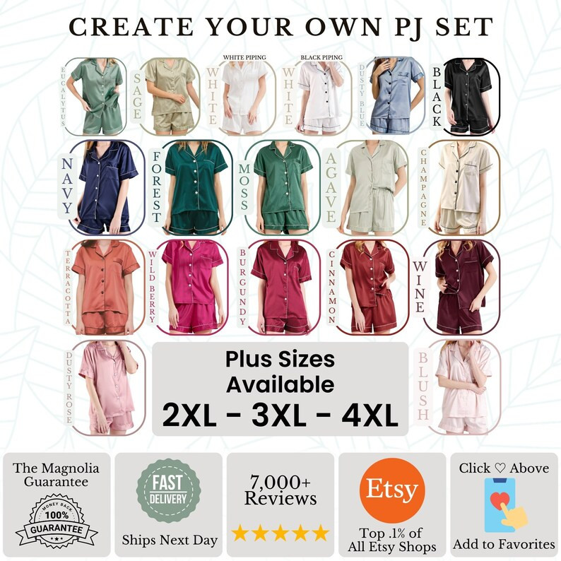 Set of Bridesmaid Pajamas Satin PJ Gifts for Her Plus Bridesmaid Proposal Gifts Plus Size Bridal ... | Etsy (US)