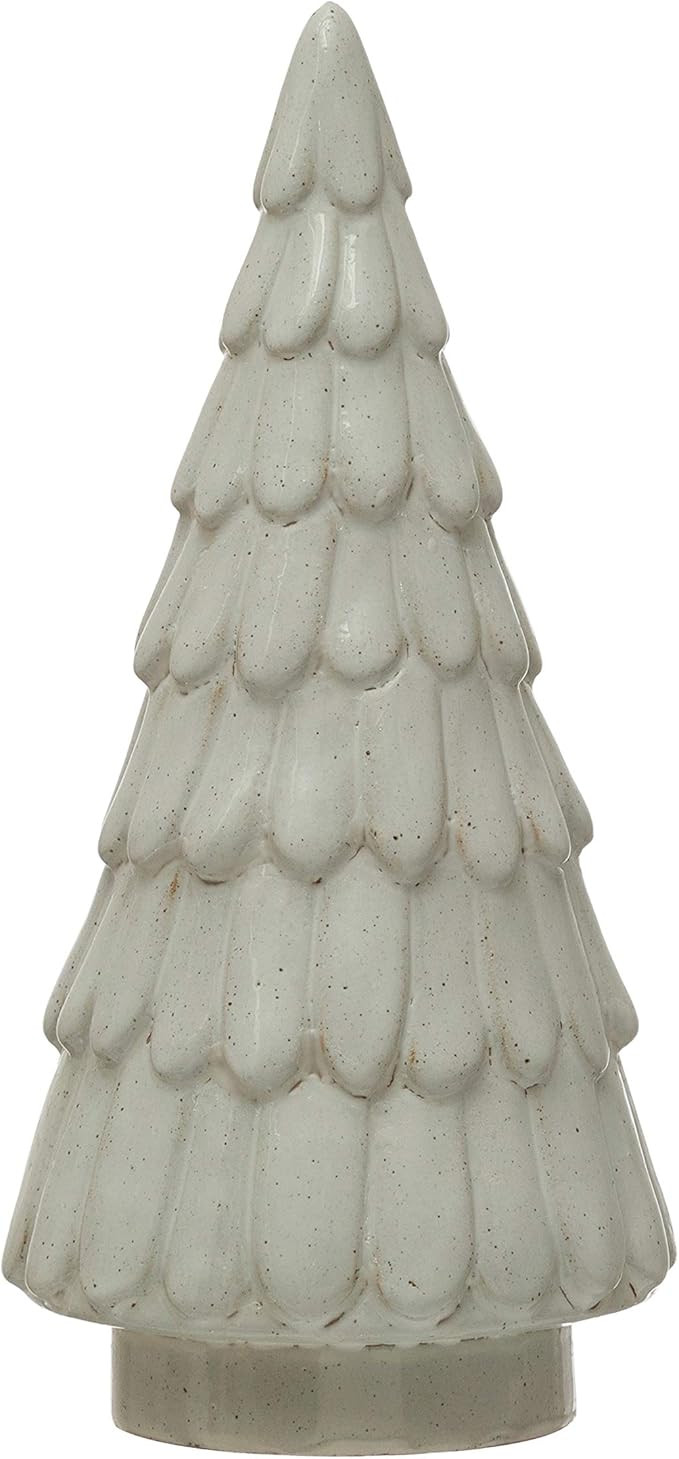 4-1/4" Round x 9" H Stoneware Tree, Reactive Glaze, Grey (Each One Will Vary) | Amazon (US)