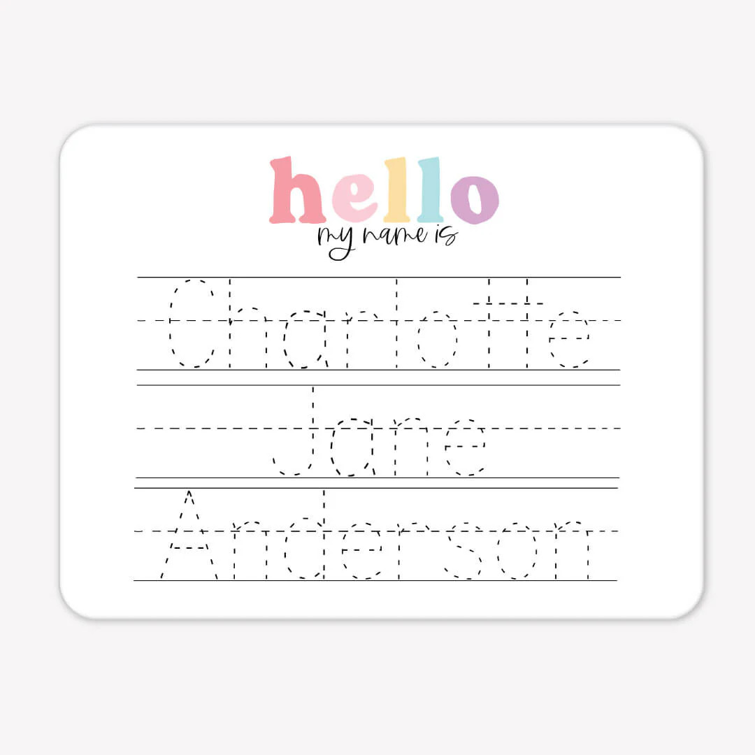 Kids Personalized Whiteboard | Hello My Name Is - Pink | Caden Lane