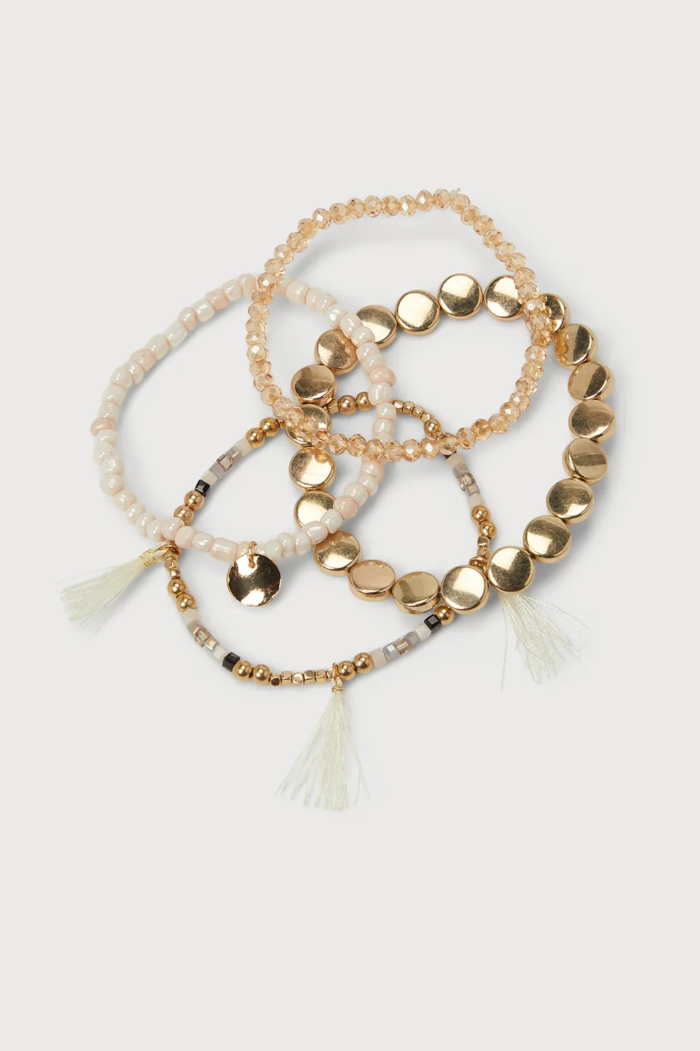 Free-Spirited Sensation Gold Beaded Tassel Bracelet Set | Lulus (US)