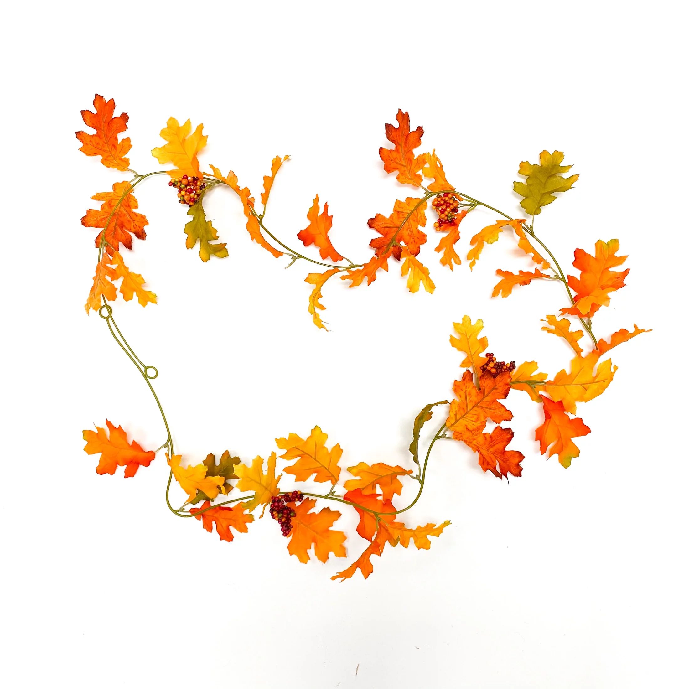 Way to Celebrate Harvest Artificial Orange Oak Leaf Decoration Garland, 6ft Long, Polyester - Wal... | Walmart (US)