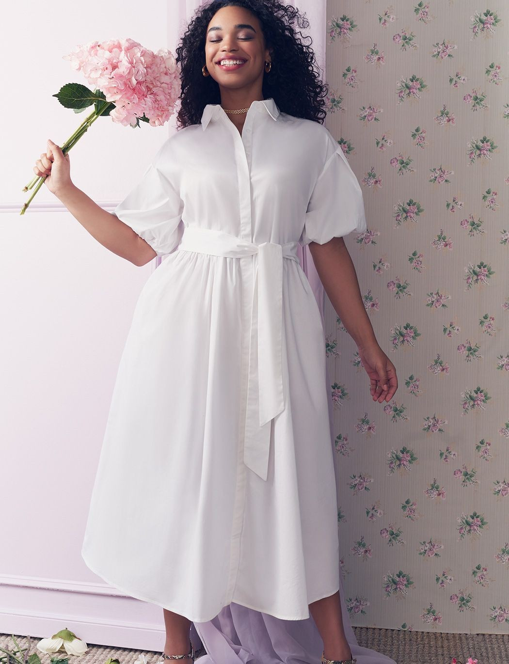 Puff Sleeve Button Down Dress | Eloquii