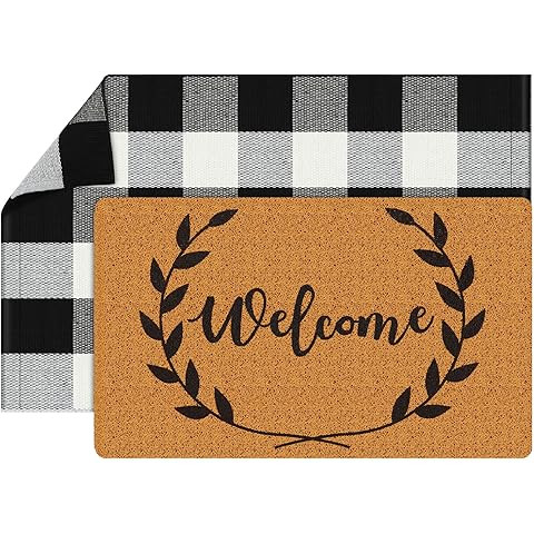 KOZYFLY Buffalo Plaid Area Rugs 27.5x43 Inches Black and White Checkered Rug Washable Front Door ... | Amazon (US)