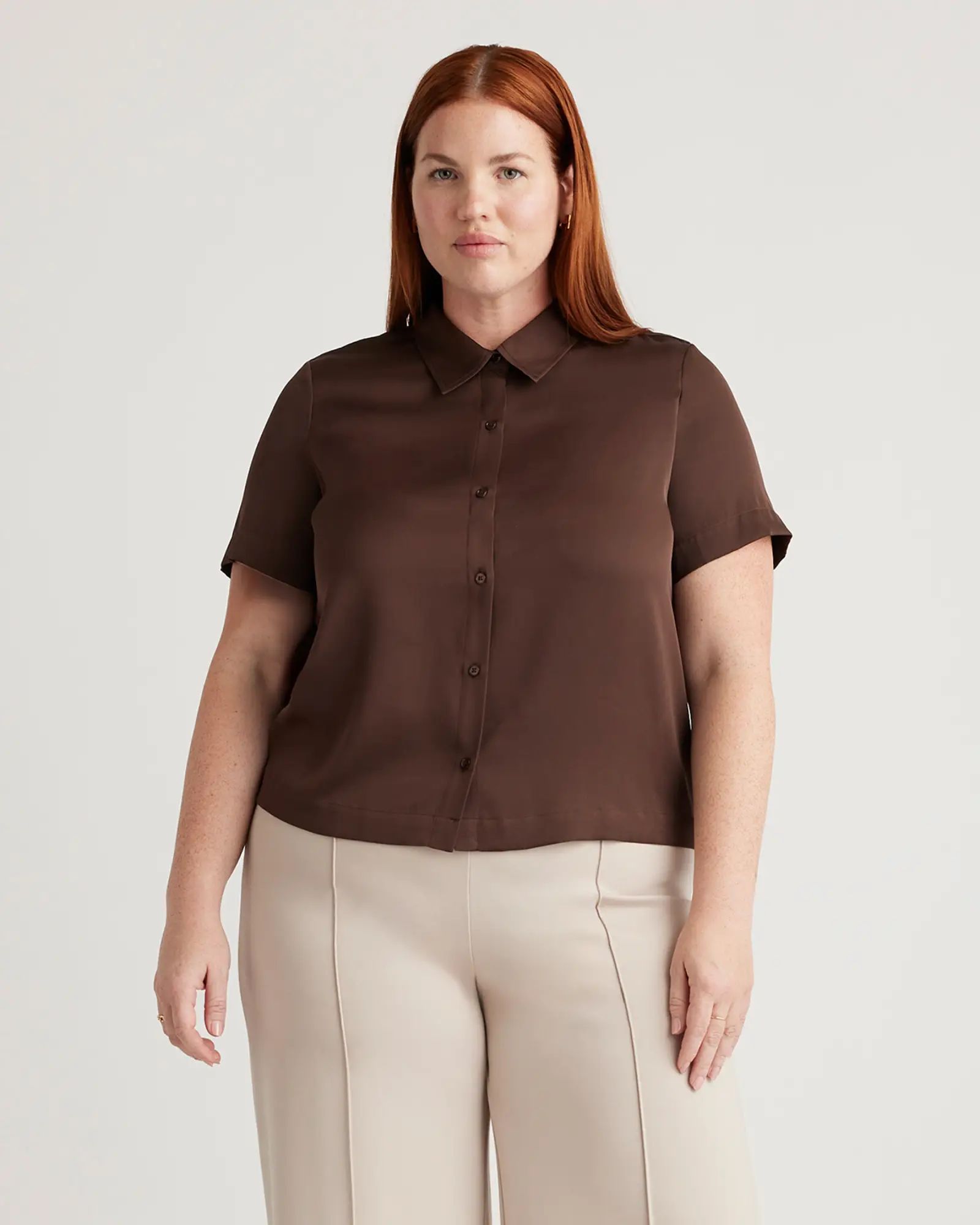 Washable Stretch Silk Short Sleeve Blouse | Quince | Quince