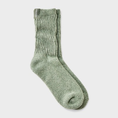 Women's Ultra Soft Ribbed Cushioned Slouch Crew Socks with Woven label 'Purposeful' Auden™ Green 4-10 | Target