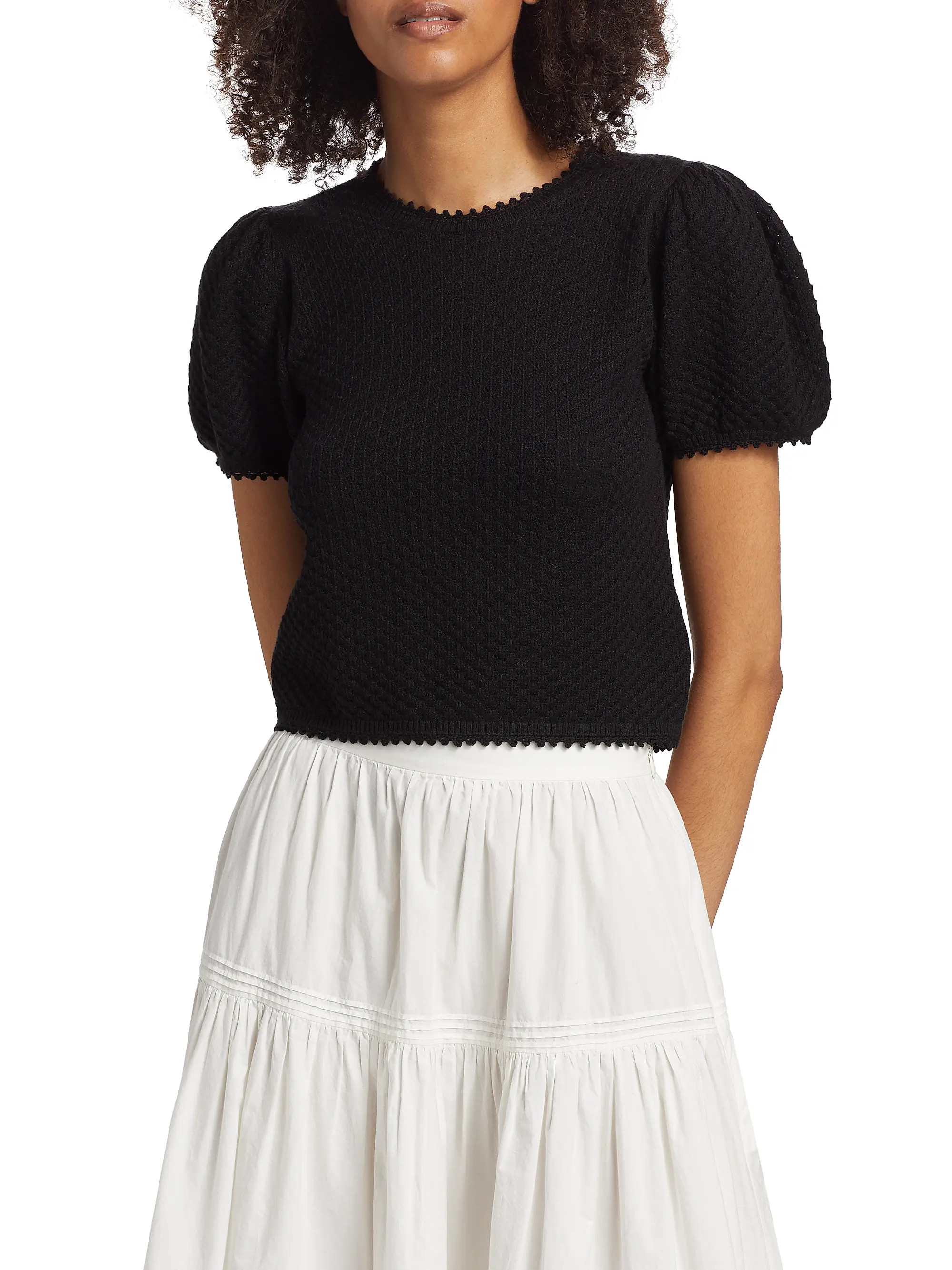 Carena Cotton-Silk Pointelle Top | Saks Fifth Avenue