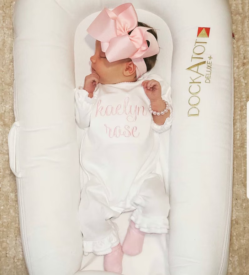 Baby Girl Coming Home Outfit Monogrammed Ruffle Romper Pima | Etsy | Etsy (ES)