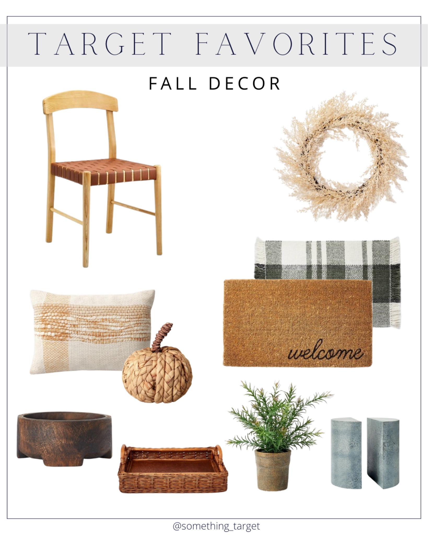 Fall favorites at target! Outdoor welcome mat and wreath. Pumpkin, trays and beautiful dining chairs. 

#LTKHalloween #LTKhome #LTKSeasonal