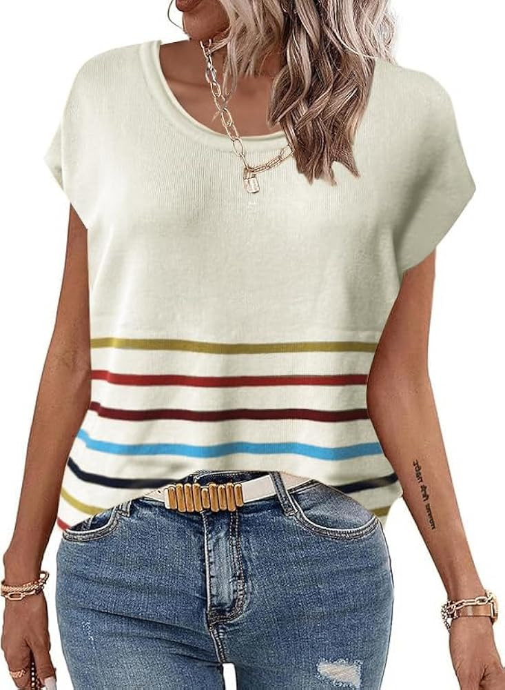 Zeagoo Sweater Vest Women Crew Neck Loose Fit Knit Lightweight T Shirts Pullover Casual Summer Ou... | Amazon (US)