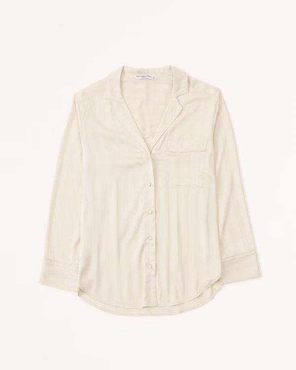 Women's Satin Jacquard Sleep Button-Down | Women's Intimates & Sleepwear | Abercrombie.com | Abercrombie & Fitch (US)