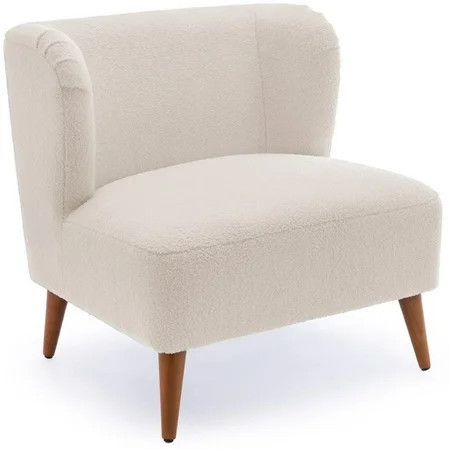 Vesper Milky White Textured Polyester Boucle Fabric Accent Chair | Walmart (US)