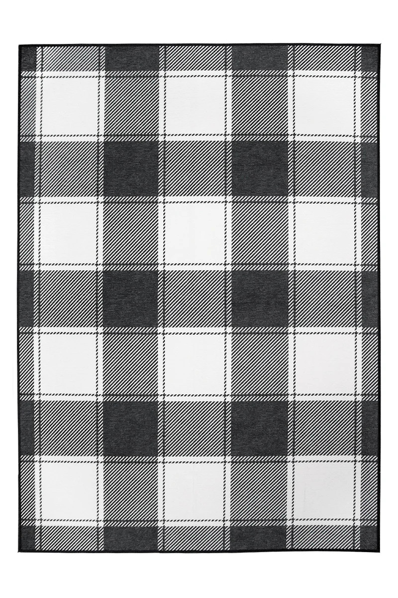 Buffalo Plaid Black and White Washable Rug | My Magic Carpet