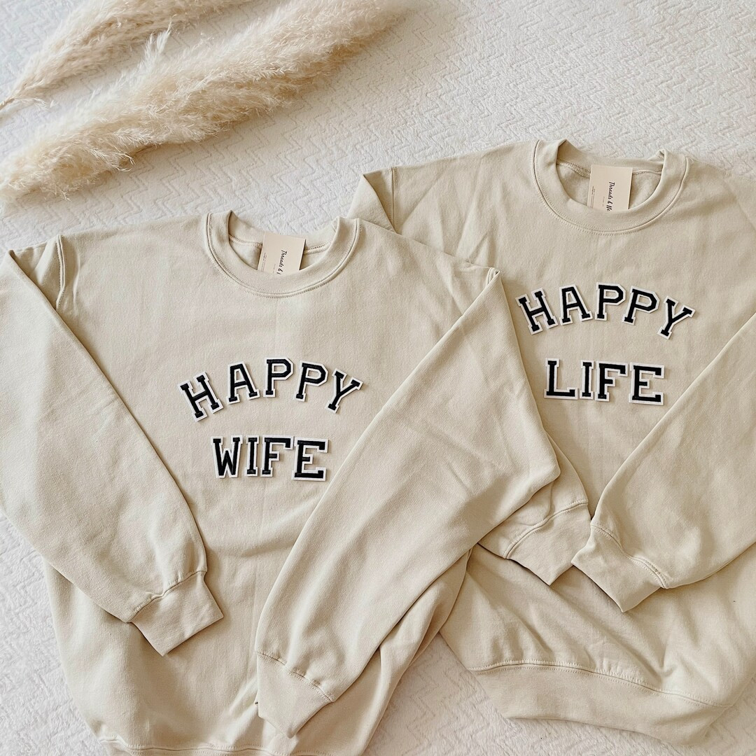 Happy Wife Happy Life Sweatshirt Newlywed Sweatshirt - Etsy | Etsy (US)