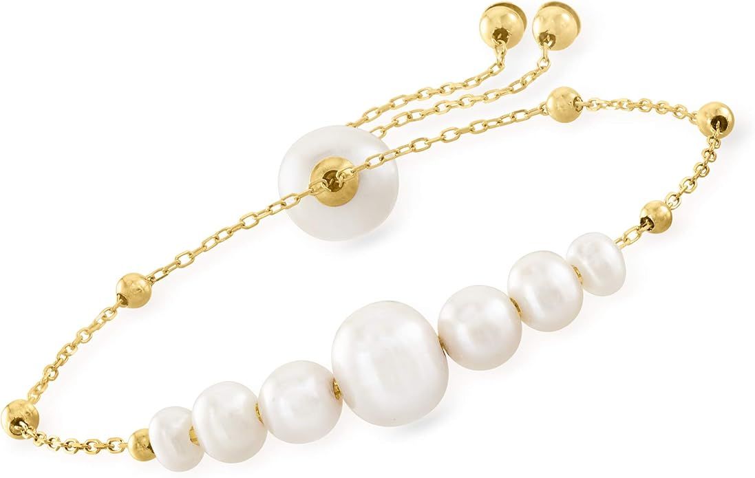 Amazon.com: Ross-Simons 4-9.5mm Cultured Pearl Bolo Bracelet in 14kt Yellow Gold: Clothing, Shoes... | Amazon (US)