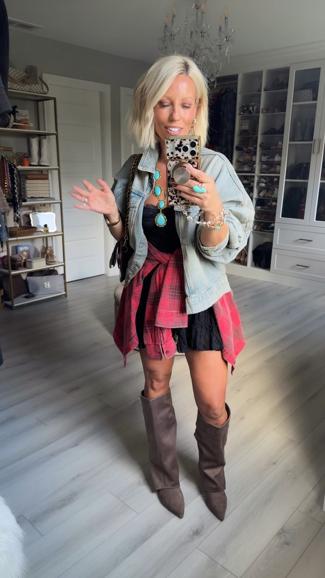 Jacket small (runs oversized)
Corset medium
Skort medium
Boots TTS
Flannel small

#LTKootd #LTKSaleAlert #LTKSeasonal