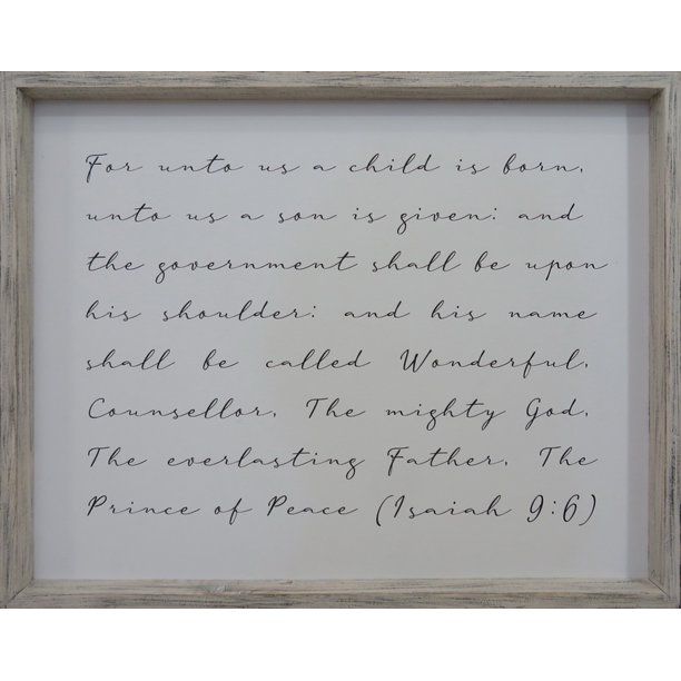 Holiday Time Framed Hanging Sign Decor, Bible Verse, Isaiah 9:6 - Walmart.com | Walmart (US)