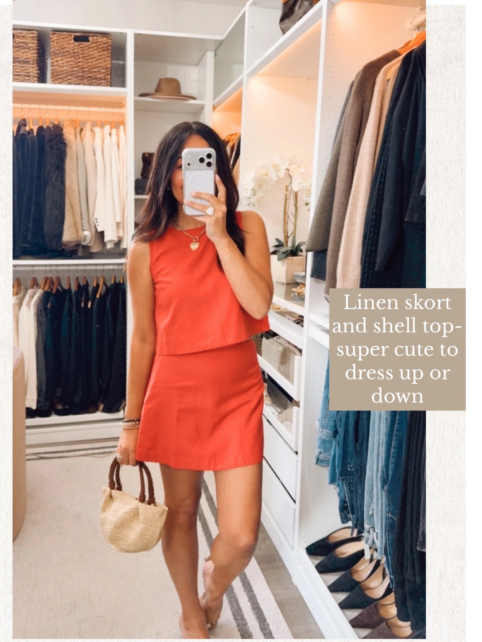 Linen set is perfect for any occasion- 
Wearing an xs in skort and small petite in top

#LTKootd #LTKOver40 #LTKSeasonal