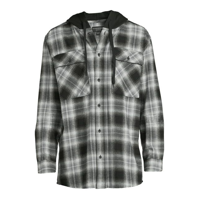 No Boundaries Men's & Big Men's Hooded Flannel Shirt, Sizes XS-5XL - Walmart.com | Walmart (US)