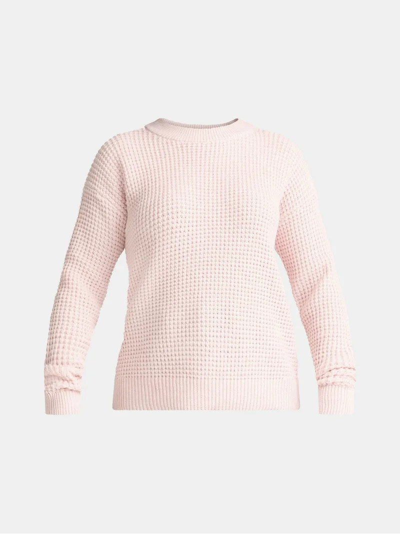 Time and Tru Women's and Women's Plus Waffle Stitch Sweater, Midweight, Sizes XS-4X | Walmart (US)