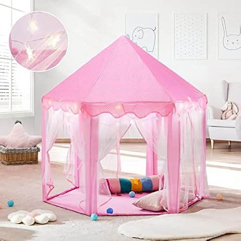 ORIAN Princess Castle Playhouse Tent for Girls with LED Star Lights – Indoor & Outdoor Large Ki... | Amazon (US)