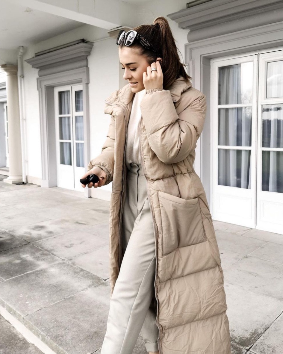 Long puffer hotsell jacket outfit