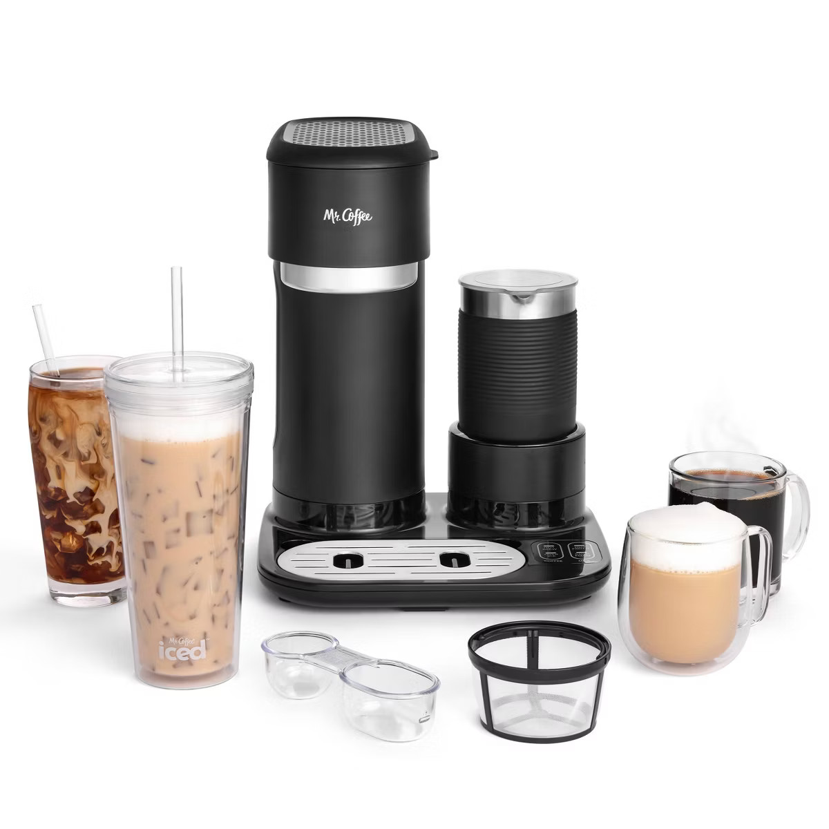 Mr. Coffee 4-in-1 Single-Serve Latte, Iced, and Hot Coffee Maker with Milk Frother and Tumbler Bl... | Target