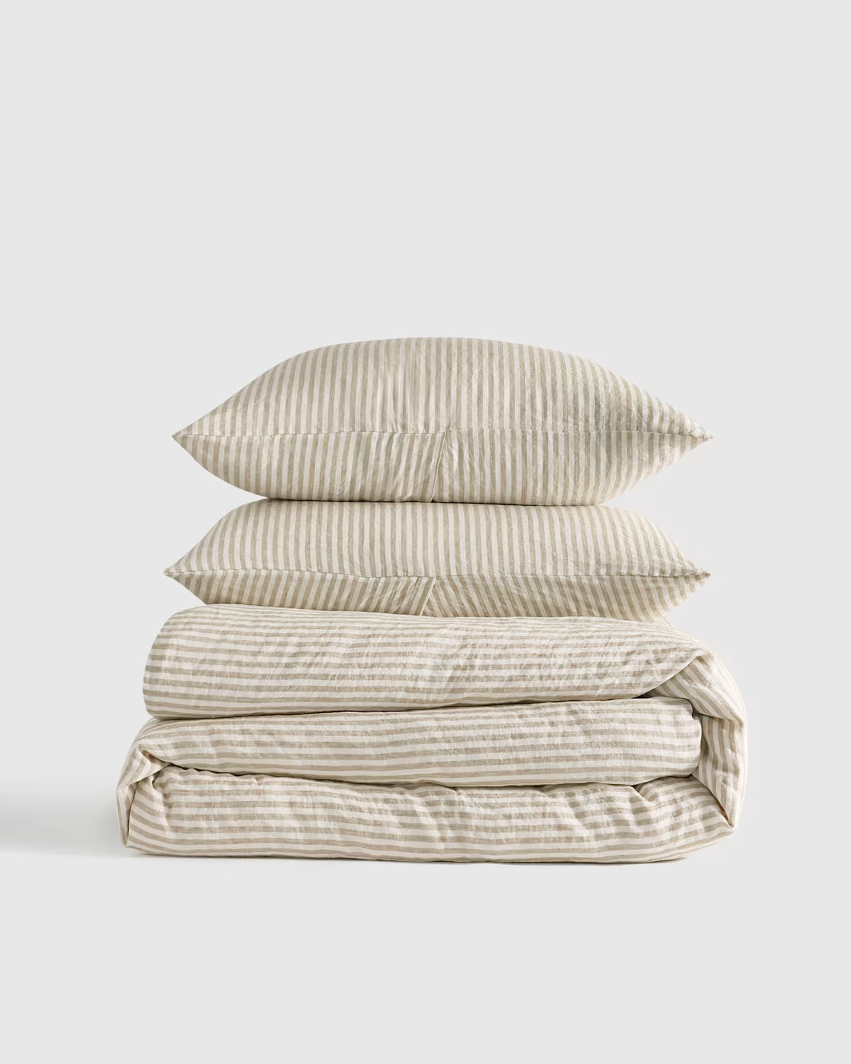 European Linen Stripe Duvet Set, from Quince