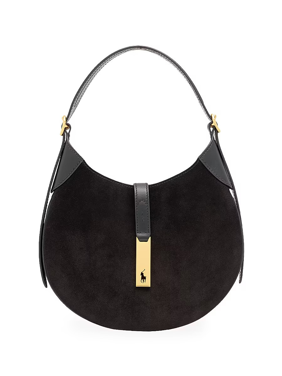 Women's Polo ID Small Suede Shoulder Bag - Black | Saks Fifth Avenue