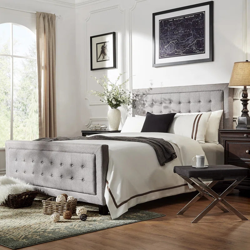 Trevoux Tufted Solid Wood and Upholstered Low Profile Standard Bed | Wayfair North America