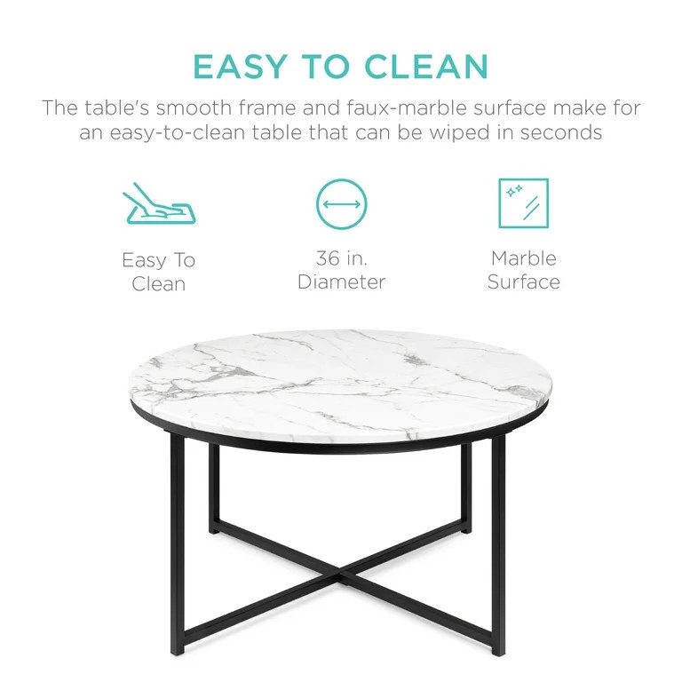 Best Choice Products 36in Faux Marble Modern Round Living Room Accent Coffee Table w/ Metal Frame... | Walmart (US)