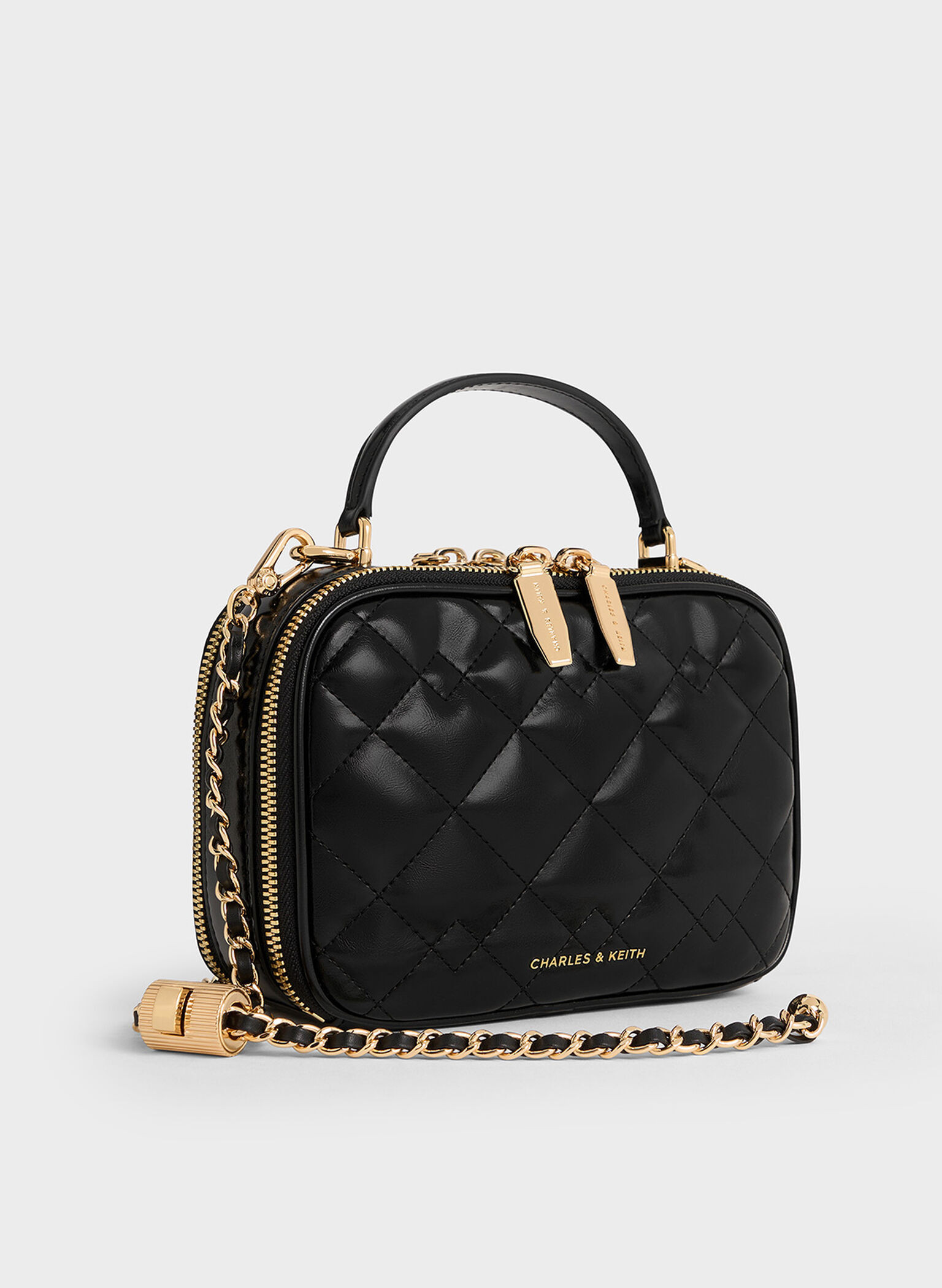 Black Duo Quilted Vanity Bag | CHARLES & KEITH UK | Charles & Keith UK