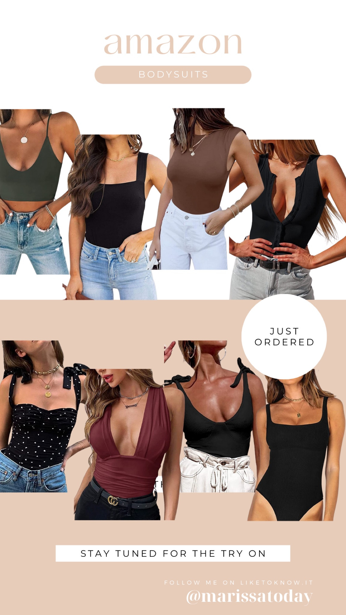 I just ordered all of these bodysuits from Amazon in search of something I can wear bra-less. I am also looking for a couple that are work appropriate that I could pair with a cardigan, blazer, or sweater. | Amazon finds | Amazon fashion | affordable fashion | bodysuit l shoulder ties 

#LTKsalealert #LTKSeasonal #LTKstyletip