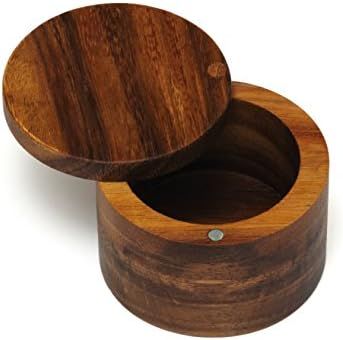 Lipper International Acacia Wood Salt or Spice Box with Swivel Cover, 3-1/2" x 2-1/2" | Amazon (US)