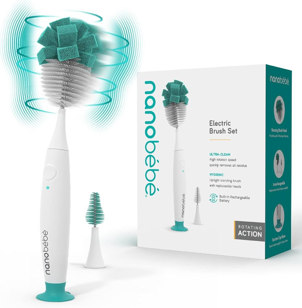 Nanobebe E-Brush Baby Bottle Cleaner - Electric Bottle Cleaning Brush, Baby Accessories, and Sipp... | Amazon (US)