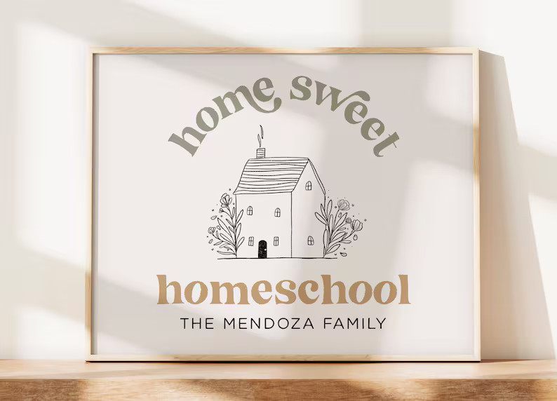 Home Sweet Homeschool Sign | Homeschool Printable Wall Art | Family Name Homeschool Decor *DIGITA... | Etsy (US)