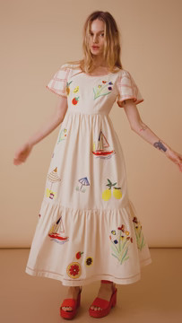 Marley Dress | Embroidered Midi Dress | Hunter Bell | Hunter Bell