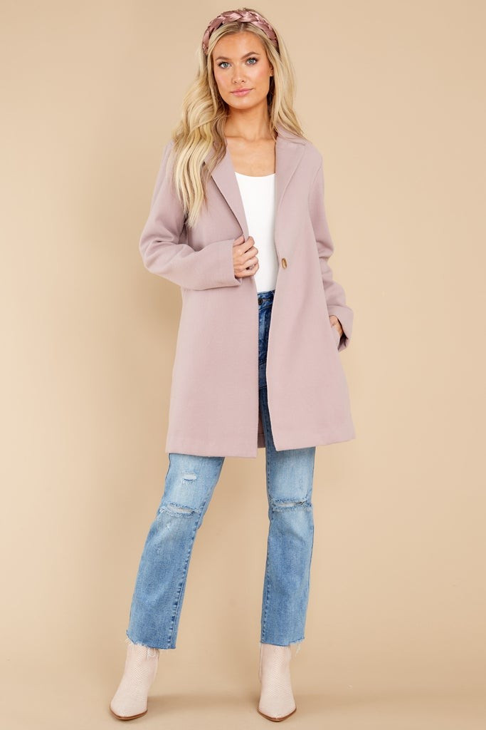 New York Nights Mauve Coat | Red Dress 