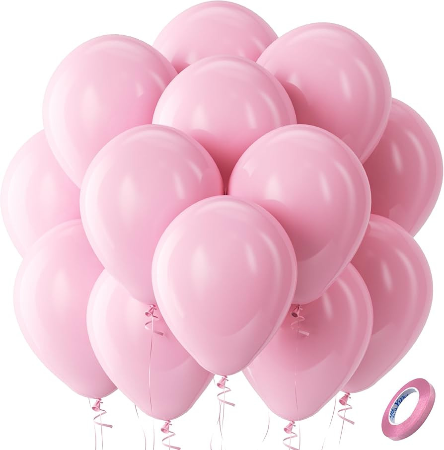 Pastel Pink Latex Round Helium Party Balloons 100 Pack 12 inch | Amazon (US)
