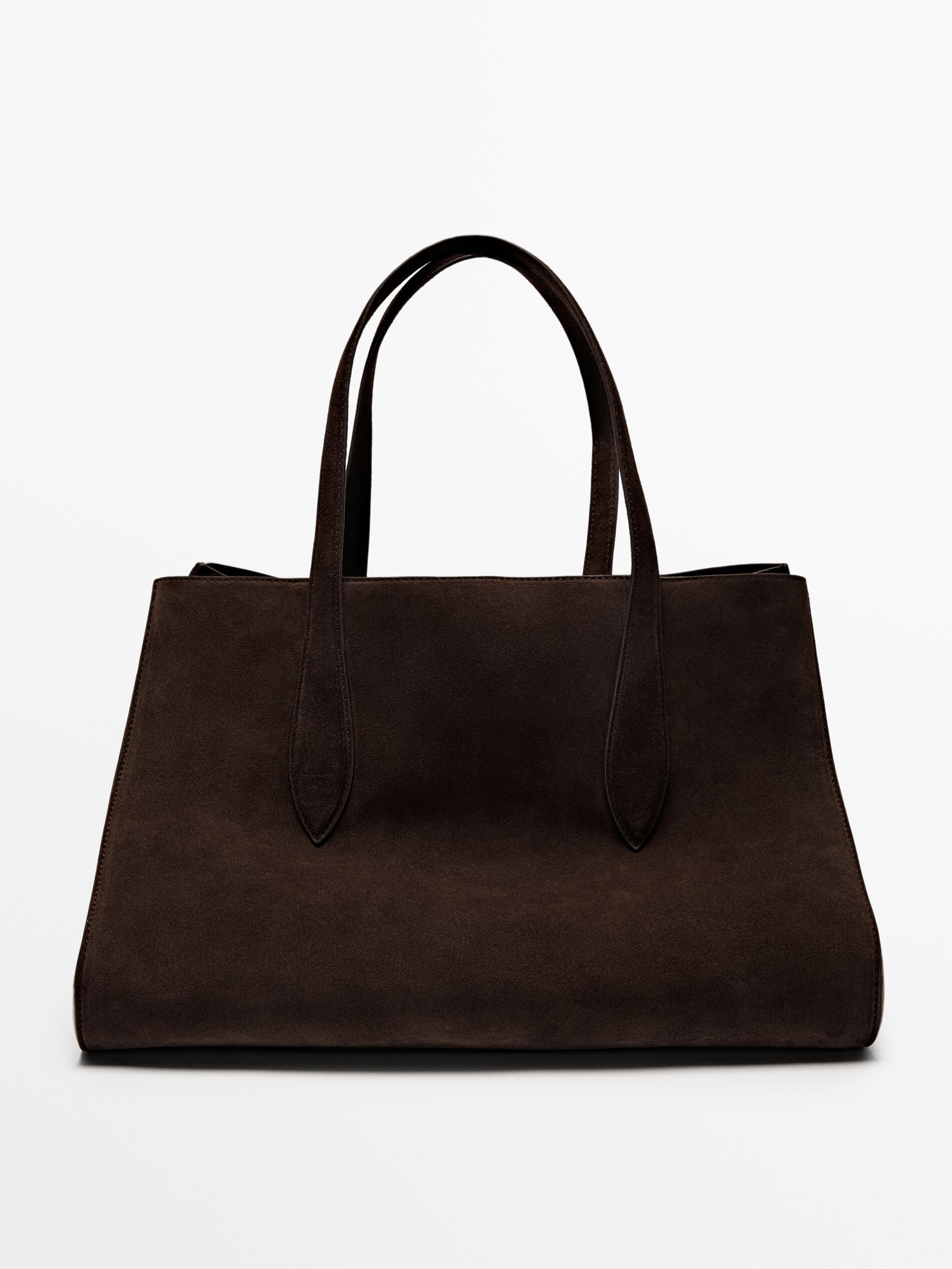 Split leather maxi tote bag | Massimo Dutti US