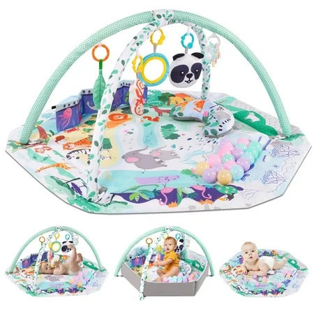 Baby Play Gym and Activity Mat - 4-in-1 Tummy Time Gym with Sensory Toys for Infants & Toddlers, Green | Walmart (US)