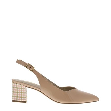 Reinette Nude Gingham Heel Court Shoes - EUR 37 - UK 4 | Carl Scarpa - Luxury Women's Footwear